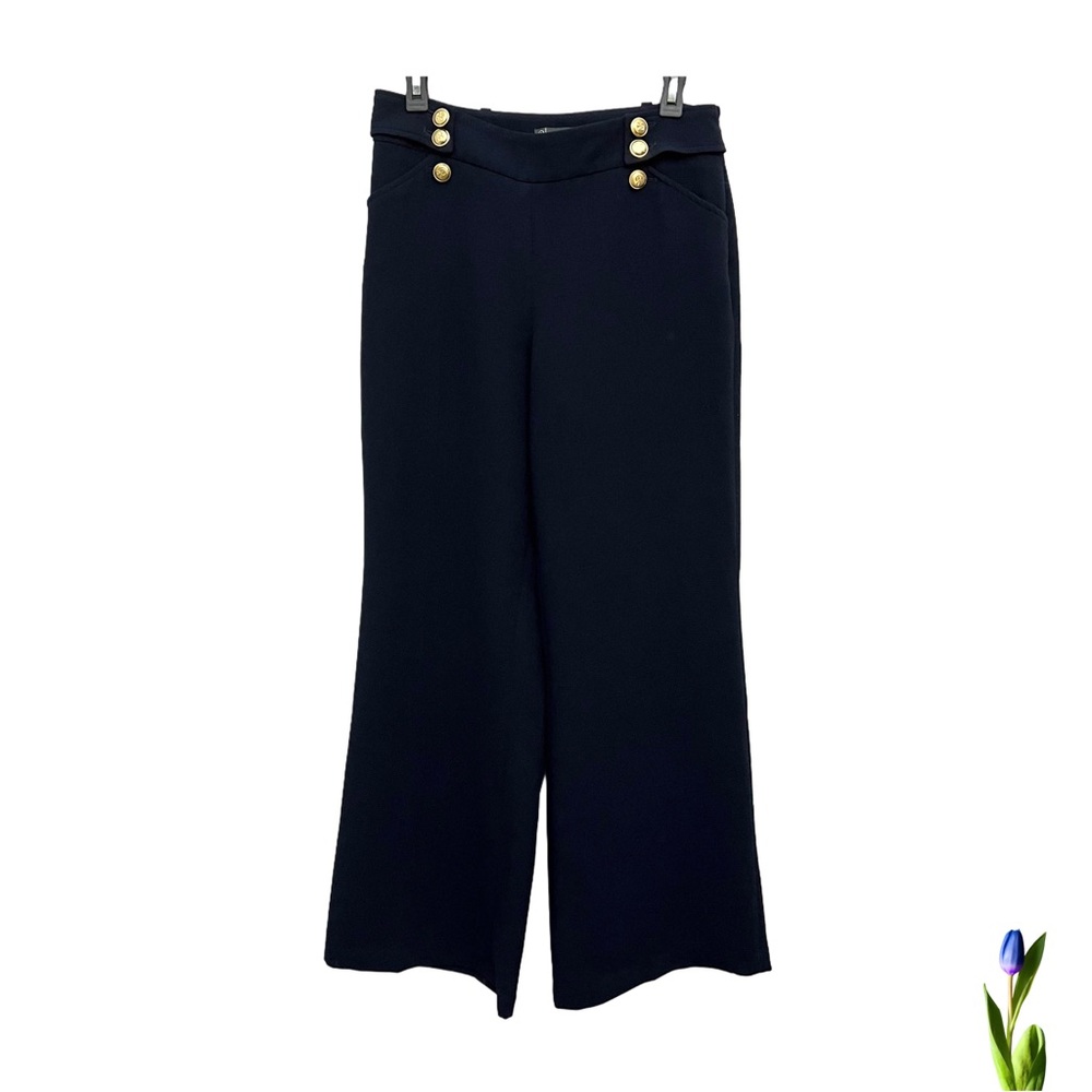 Adrianna Papell dark blue Dress Pants Size 4 gold buttons Size 4